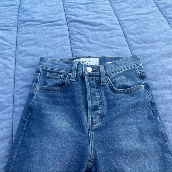 Frank and Eileen Cork Everyday Blue Denim Jeans Straight Crop Raw Hem size 24